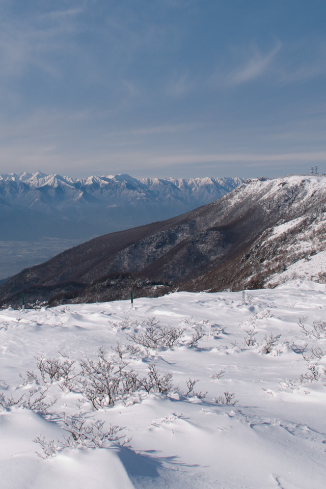 穂高と槍ヶ岳の景色　雪景色（美ヶ原）　スマートフォン壁紙