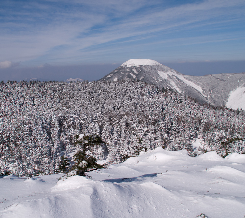 北横岳より蓼科山の景色　雪景色（北八ヶ岳）　スマートフォン壁紙