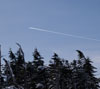 冬の空に航跡　飛行機雲のスマートフォン待ち受け