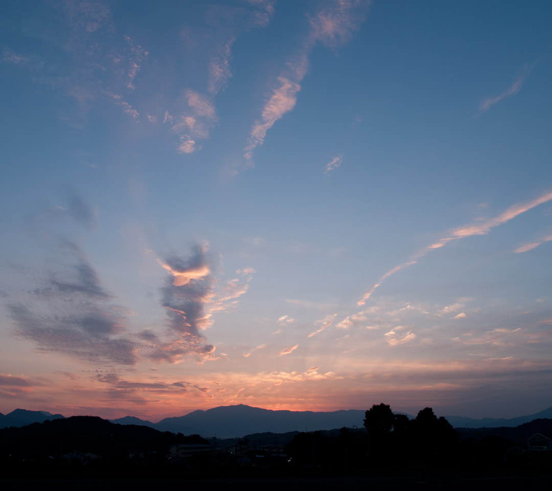 福岡県　田舎まち　夕暮れ・夕焼け　スマートフォン壁紙