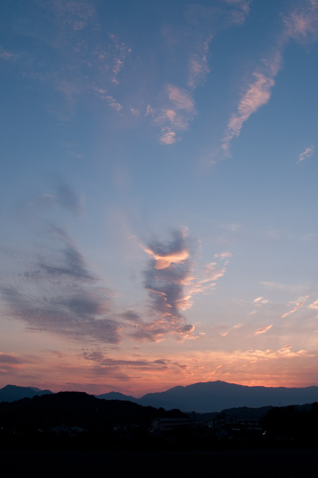 福岡県　田舎まち　夕暮れ・夕焼け　スマートフォン壁紙