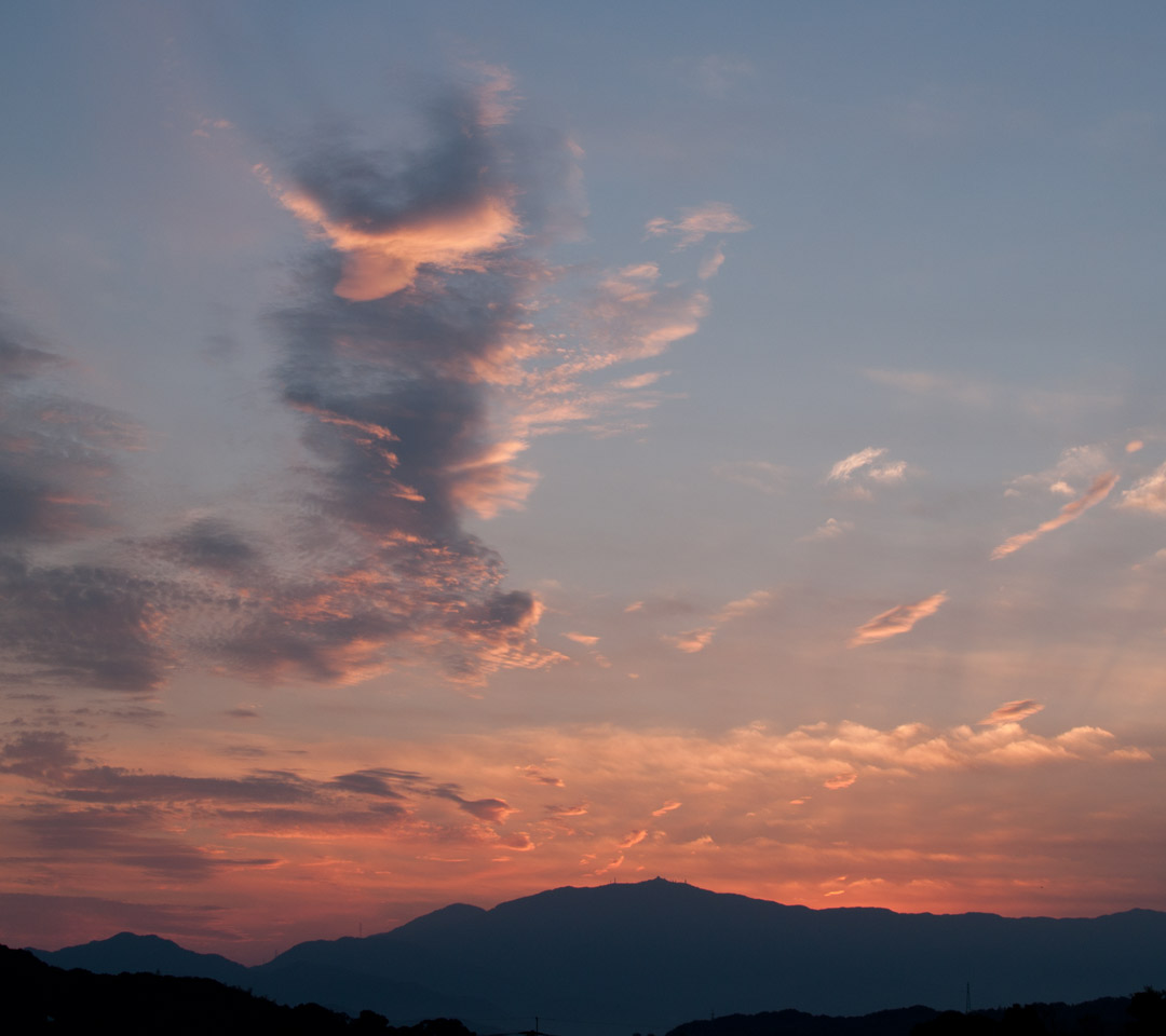 福岡県　田舎まち　夕暮れ・夕焼け　スマートフォン壁紙