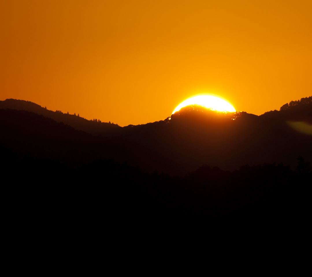 福岡県　田舎まち　夕暮れ・夕焼け　スマートフォン壁紙