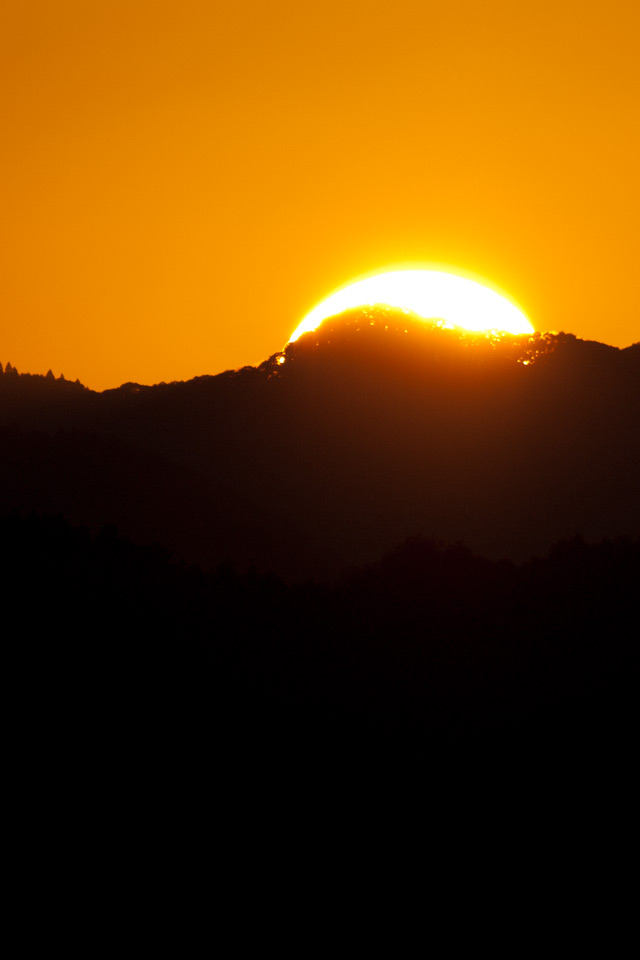 福岡県　田舎まち　夕暮れ・夕焼け　スマートフォン壁紙