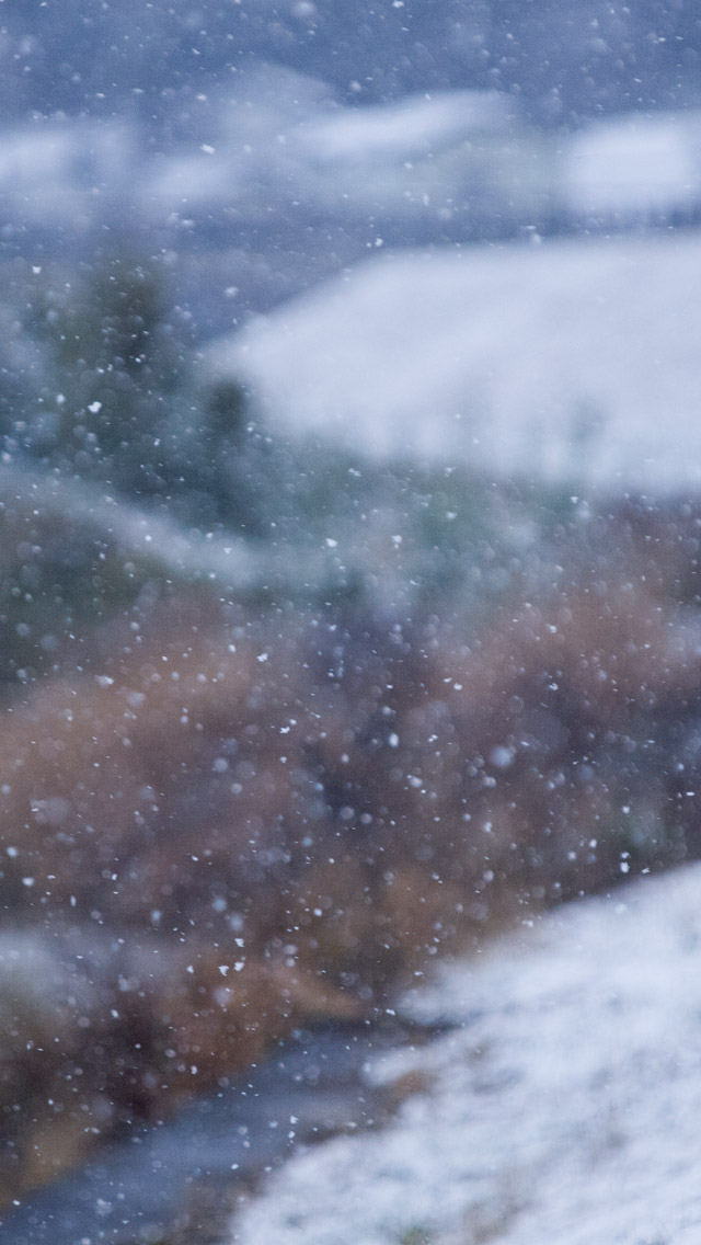 土手には薄っすらと雪が積もり・・・　冬の景色　スマートフォン壁紙